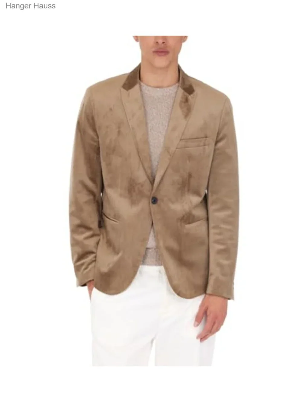 Velvet Mens Sport Coat Blazer Notch Collar Button Front